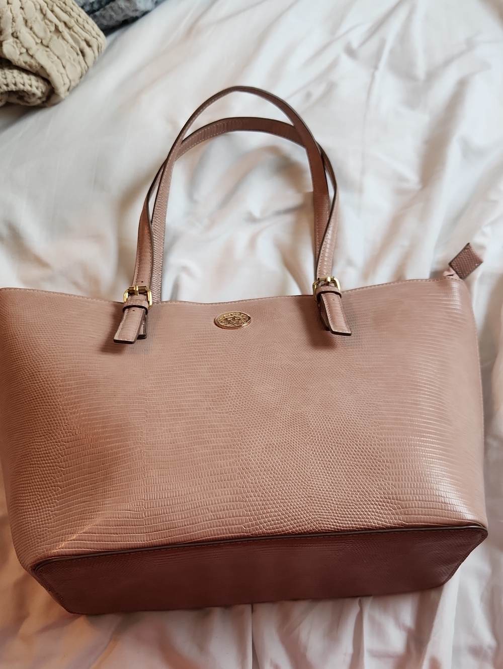 Ladies Bag - Blush Pink Leather-Texture Shoulder Bag